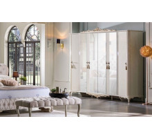 Шестистворчатый распашной шкаф для одежды и белья с зеркалом в спальню Мариана MARI-34