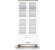 Шкаф-витрина 800 Вега Скандинавия (глянец, белый + дуб каньон) Шкаф-витрина 800 Вега Скандинавия (глянец, белый + дуб каньон)